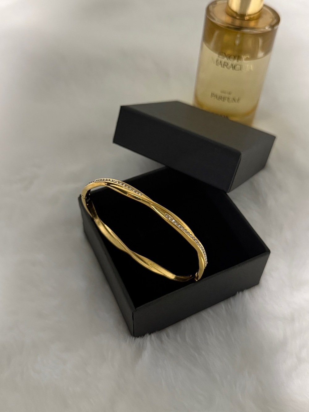 Gold Crystal Twist Bangle Bracelet - Women Jewelry